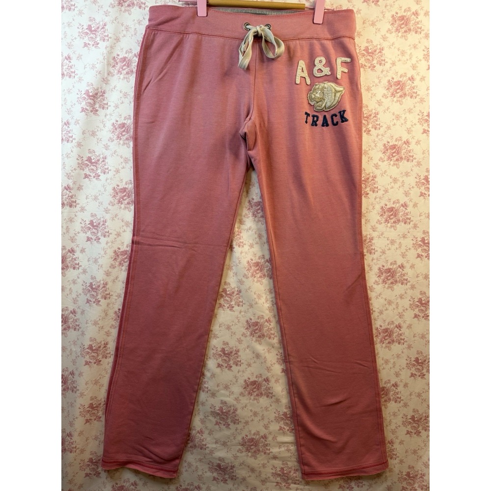 Abercrombie & Fitch A&F Track Pink Sweatpants Size M Embroidered Logo